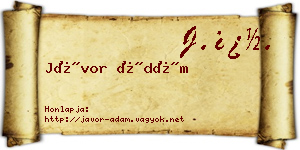 Jávor Ádám névjegykártya